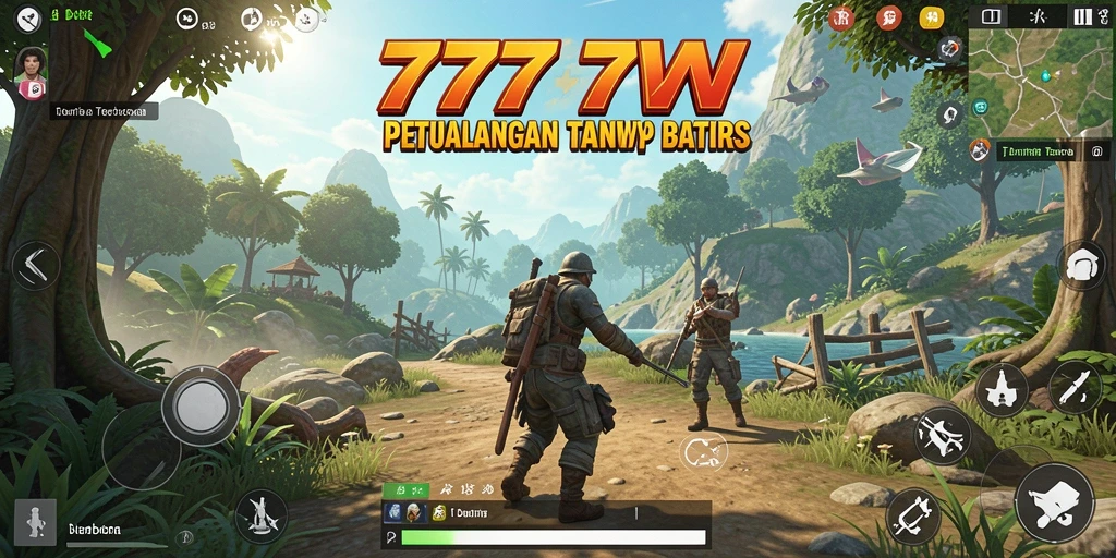 Screenshot dari gameplay 7777W yang menunjukkan petualangan Open World.