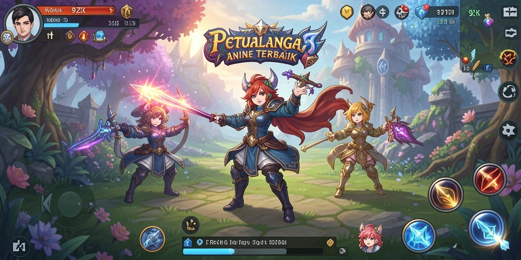 Tampilan gameplay seru dalam dunia Anime yang vibrant.