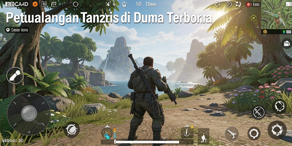 Screenshot gameplay BBCA4D yang menampilkan eksplorasi dunia terbuka.