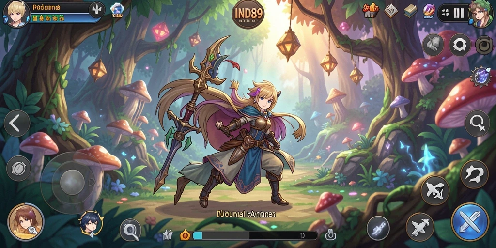 Screenshot gameplay IND89 menampilkan karakter anime yang penuh aksi.