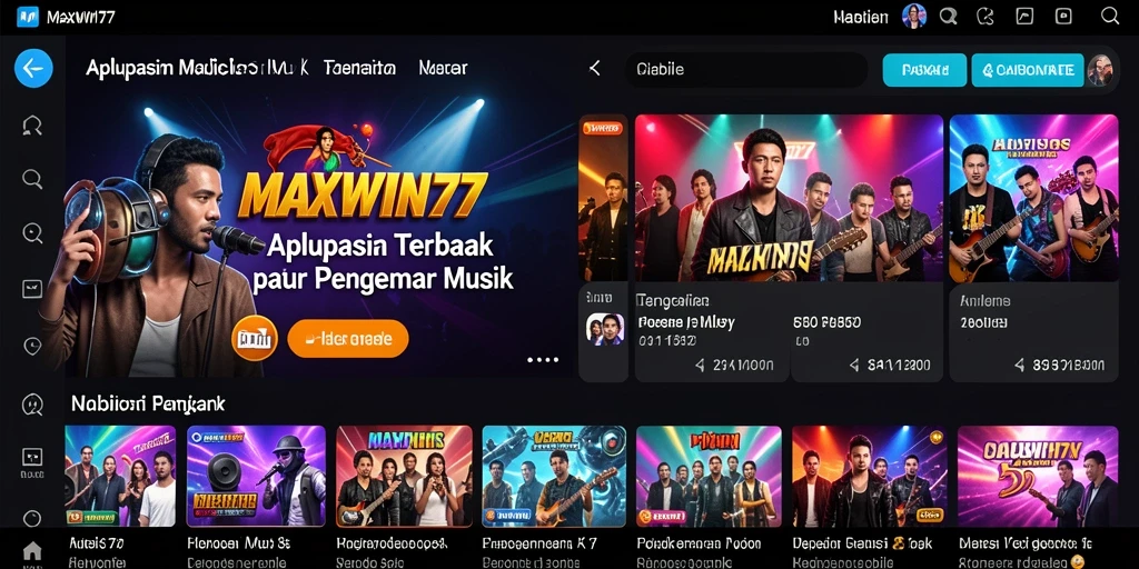Screenshot gameplay MAXWIN77 menampilkan antarmuka yang menarik dan koleksi lagu yang luas.