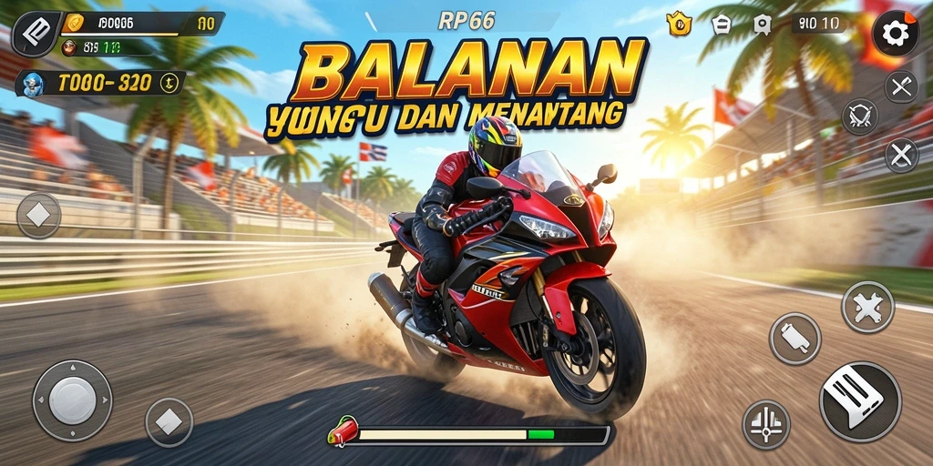 Tampilan menarik dari gameplay RP66 yang penuh aksi balapan motor.