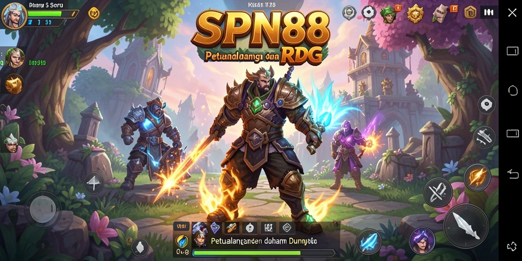 Tampilan gameplay SPN88 dengan pertarungan epik dan karakter yang dinamis.